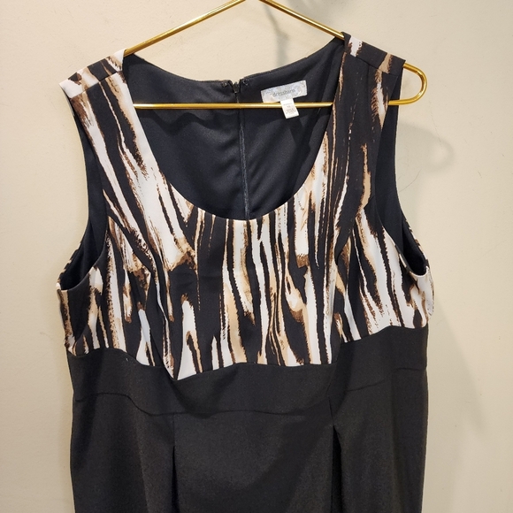 Dressbarn Elegant Black and Brown Printed Plus Size  Sleeveless Dress 18 - Picture 4 of 12